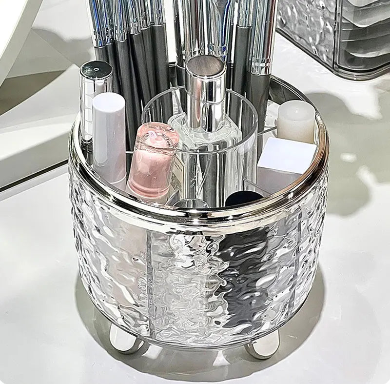 Cosmé Zen – Organisateur Pinceaux Maquillage 360° Rotatif | Couvercle Anti-Poussière