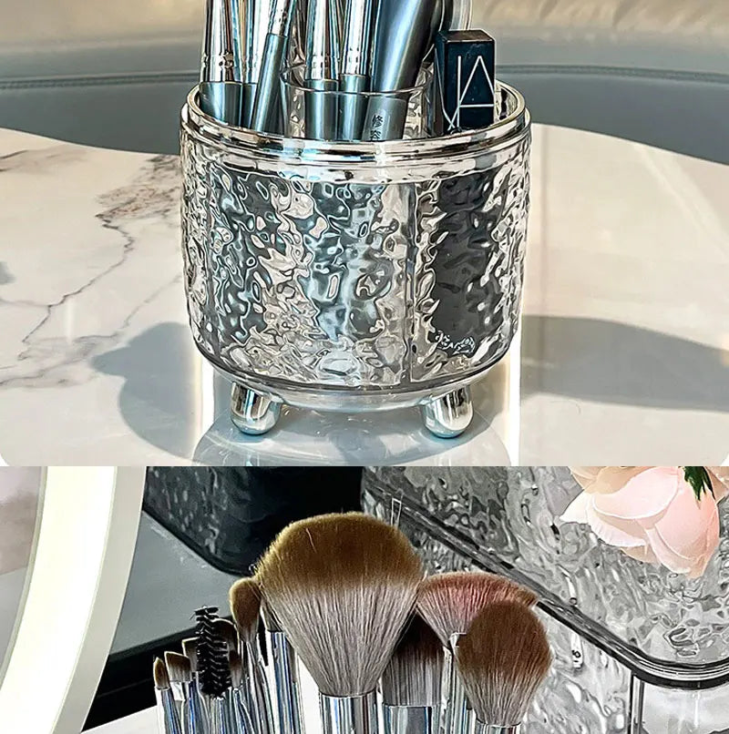 Cosmé Zen – Organisateur Pinceaux Maquillage 360° Rotatif | Couvercle Anti-Poussière