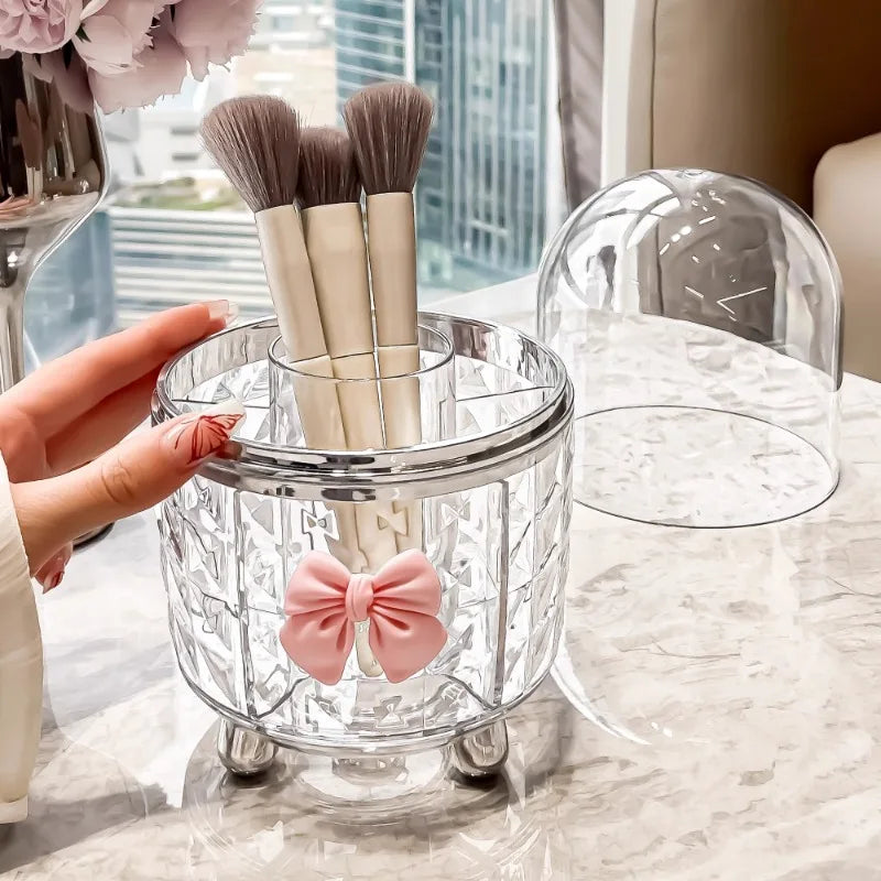 Cosmé Zen – Porte-Pinceaux Rotatif Acrylique | Rangement Coiffeuse Personnalisable