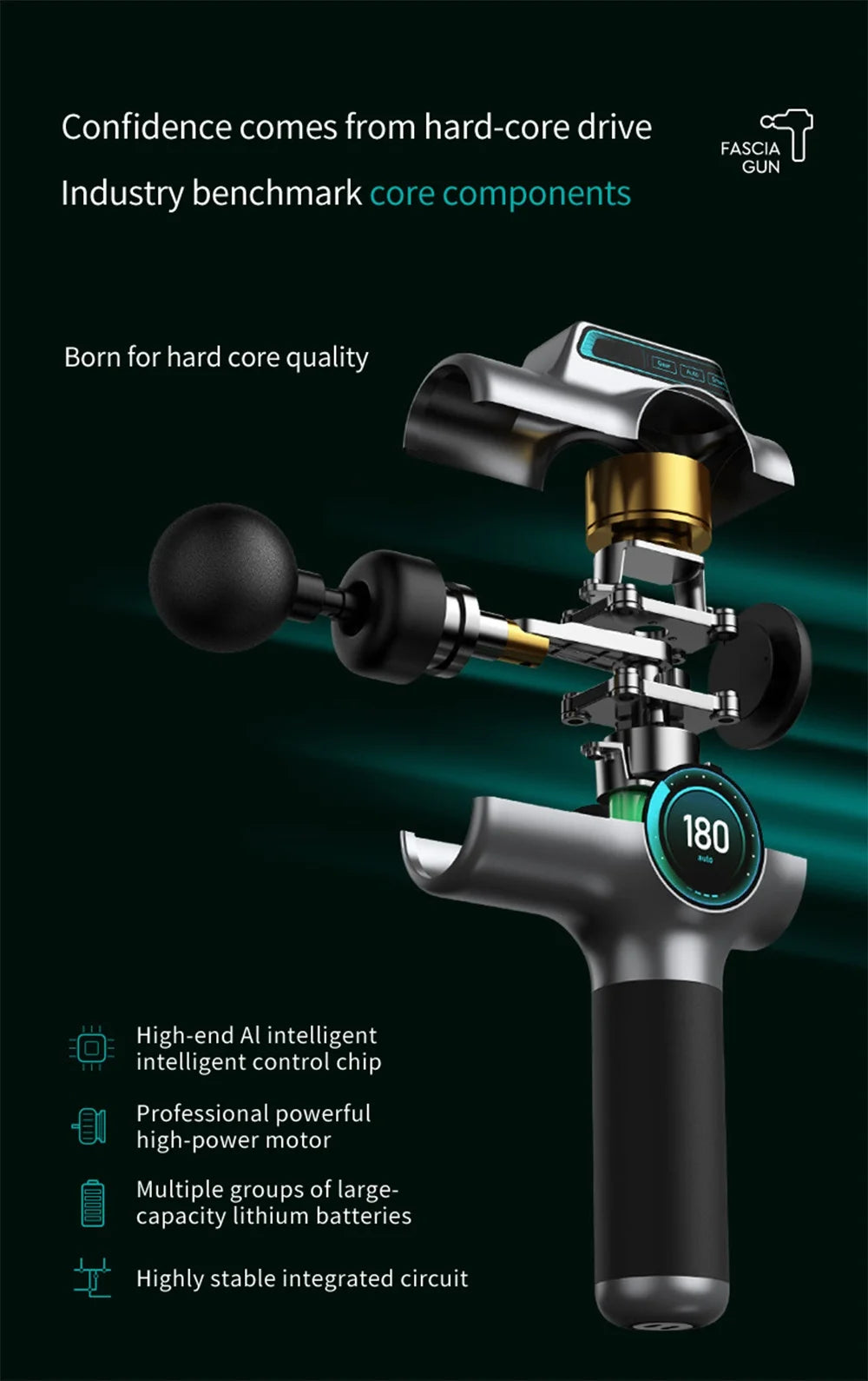 Cosmé Zen – Pistolet Massage Musculaire Professionnel | 99 Vitesses, Recharge USB-C