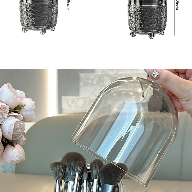 Cosmé Zen – Organisateur Pinceaux Maquillage 360° Rotatif | Couvercle Anti-Poussière