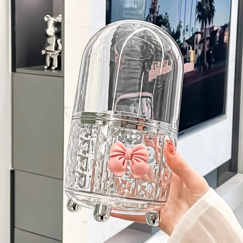 Cosmé Zen – Porte-Pinceaux Rotatif Acrylique | Rangement Coiffeuse Personnalisable
