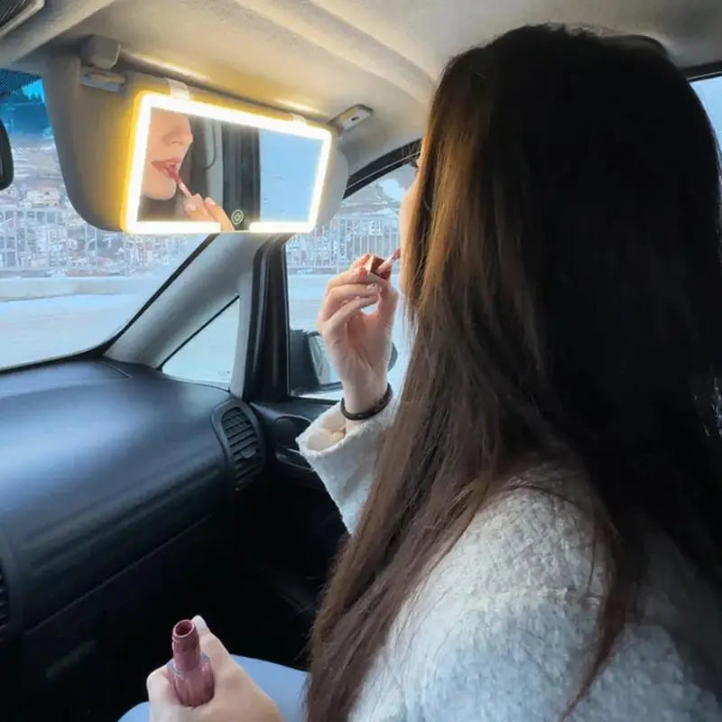 Cosmé Zen – Miroir Maquillage LED Pare-Soleil Voiture | Rechargeable HD & Lumière Douce