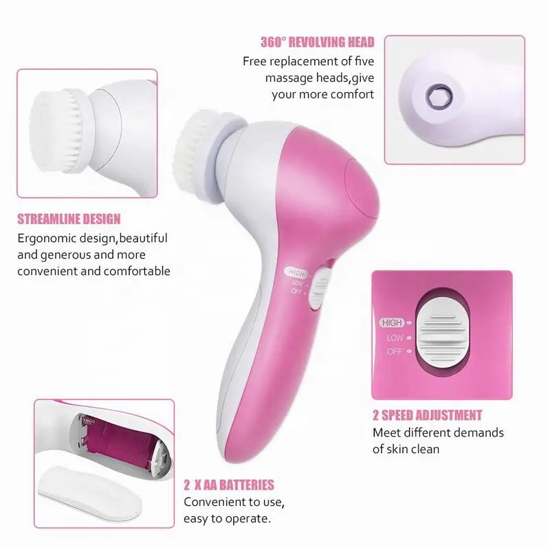 Cosmé Zen – Brosse Nettoyante Visage Électrique 5-en-1 | Anti-Points Noirs & Massage Spa