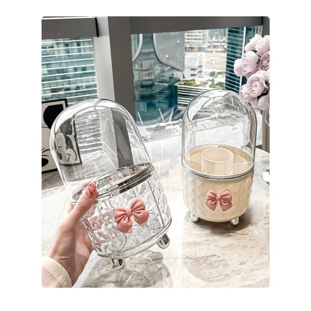Cosmé Zen – Porte-Pinceaux Rotatif Acrylique | Rangement Coiffeuse Personnalisable