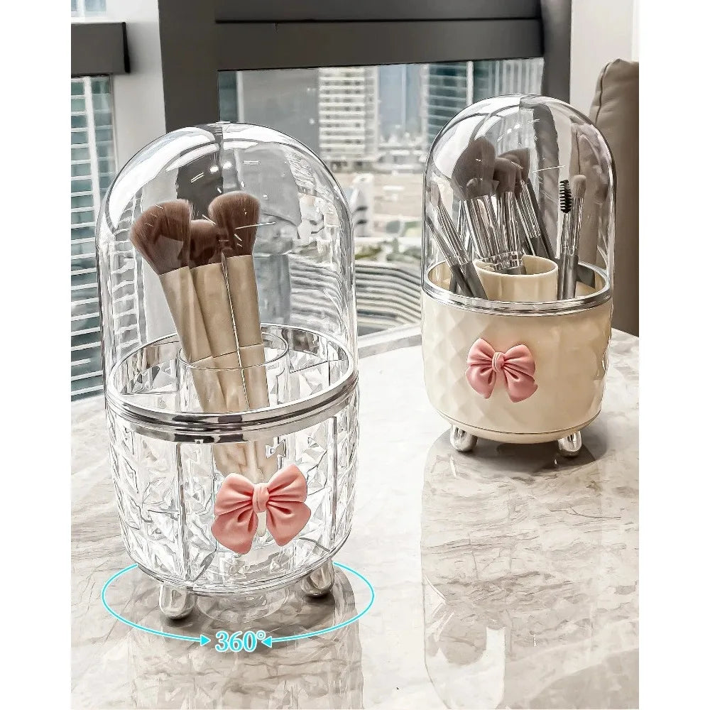 Cosmé Zen – Porte-Pinceaux Rotatif Acrylique | Rangement Coiffeuse Personnalisable