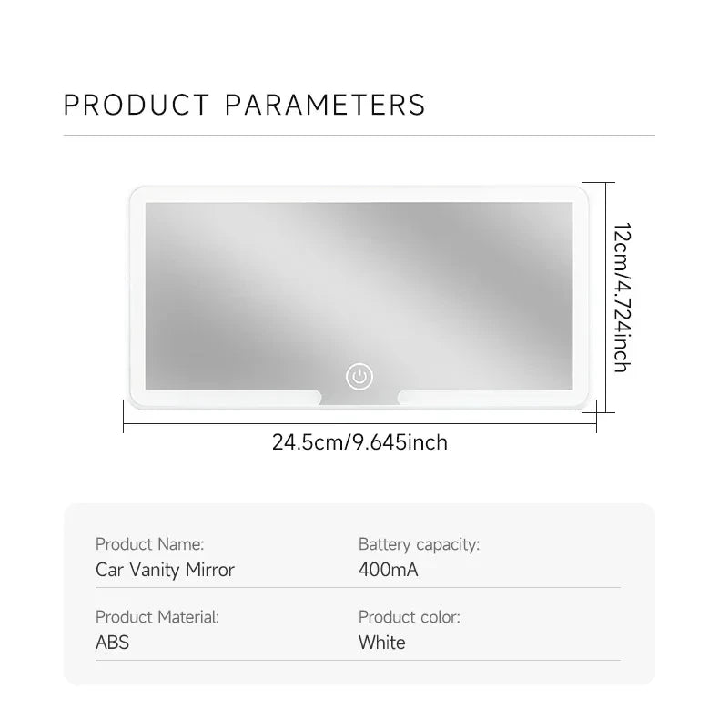 Cosmé Zen – Miroir Maquillage LED Pare-Soleil Voiture | Rechargeable HD & Lumière Douce