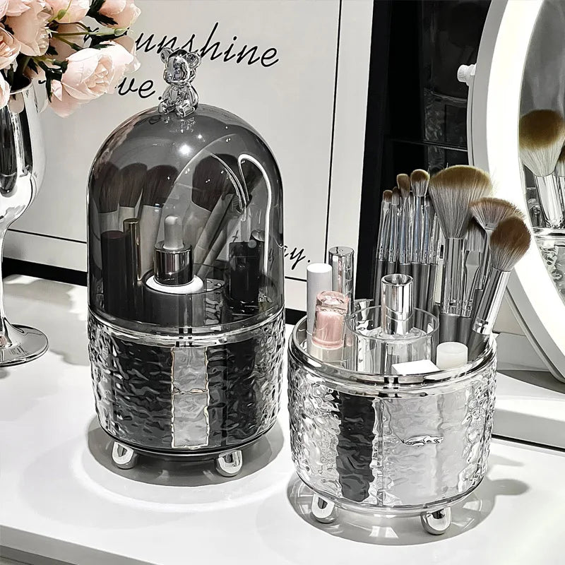 Cosmé Zen – Organisateur Pinceaux Maquillage 360° Rotatif | Couvercle Anti-Poussière