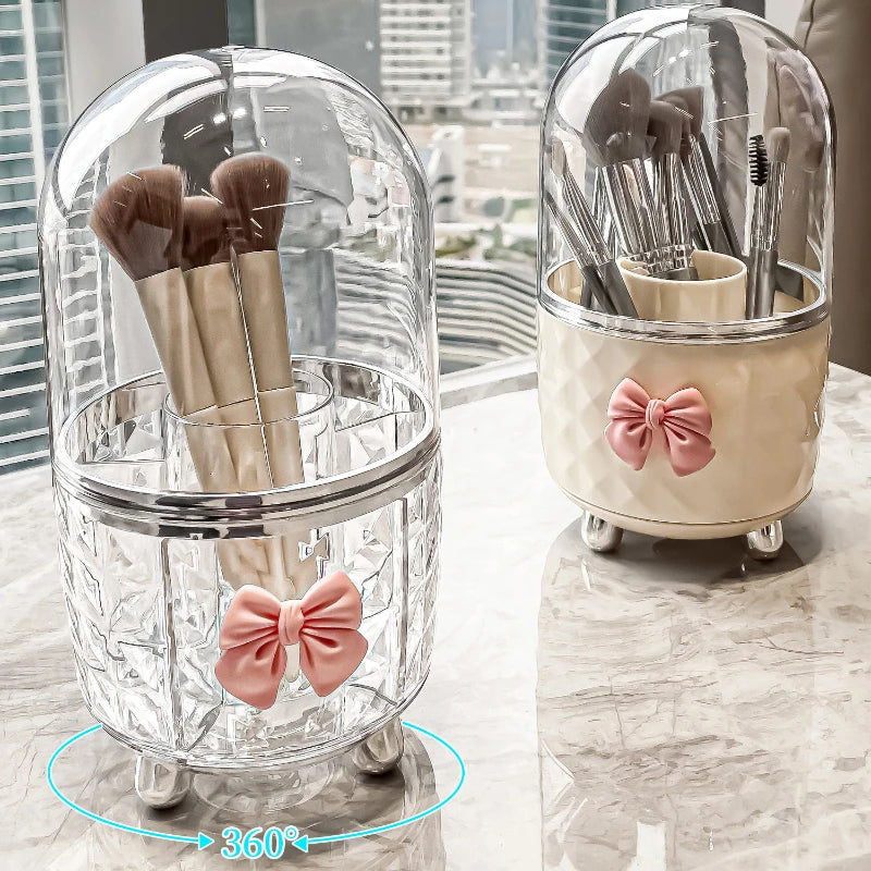 Cosmé Zen – Porte-Pinceaux Rotatif Acrylique | Rangement Coiffeuse Personnalisable