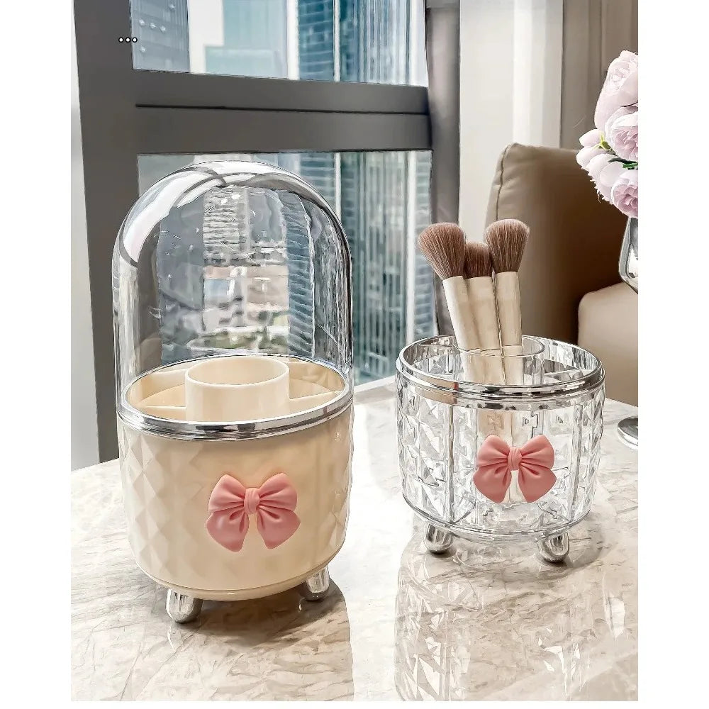 Cosmé Zen – Porte-Pinceaux Rotatif Acrylique | Rangement Coiffeuse Personnalisable
